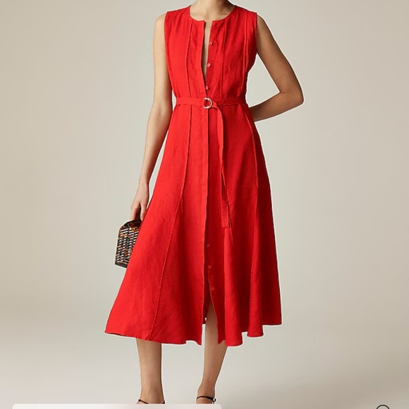 White J Crew Seamed Linen Dress - Picture 3 of 3